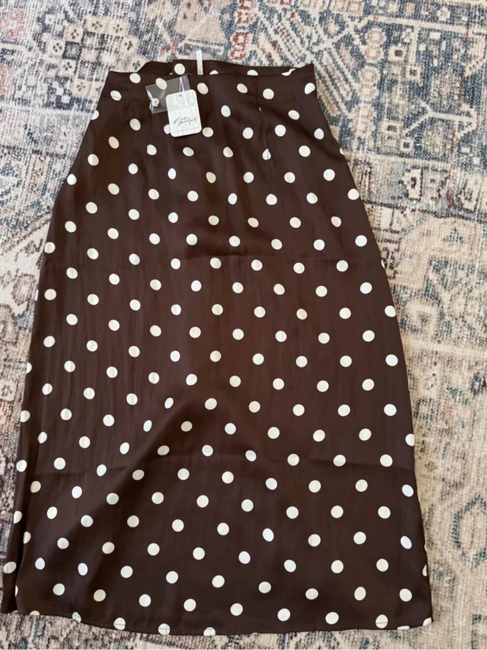 Free People Polka Dot Brown Midi Skirt